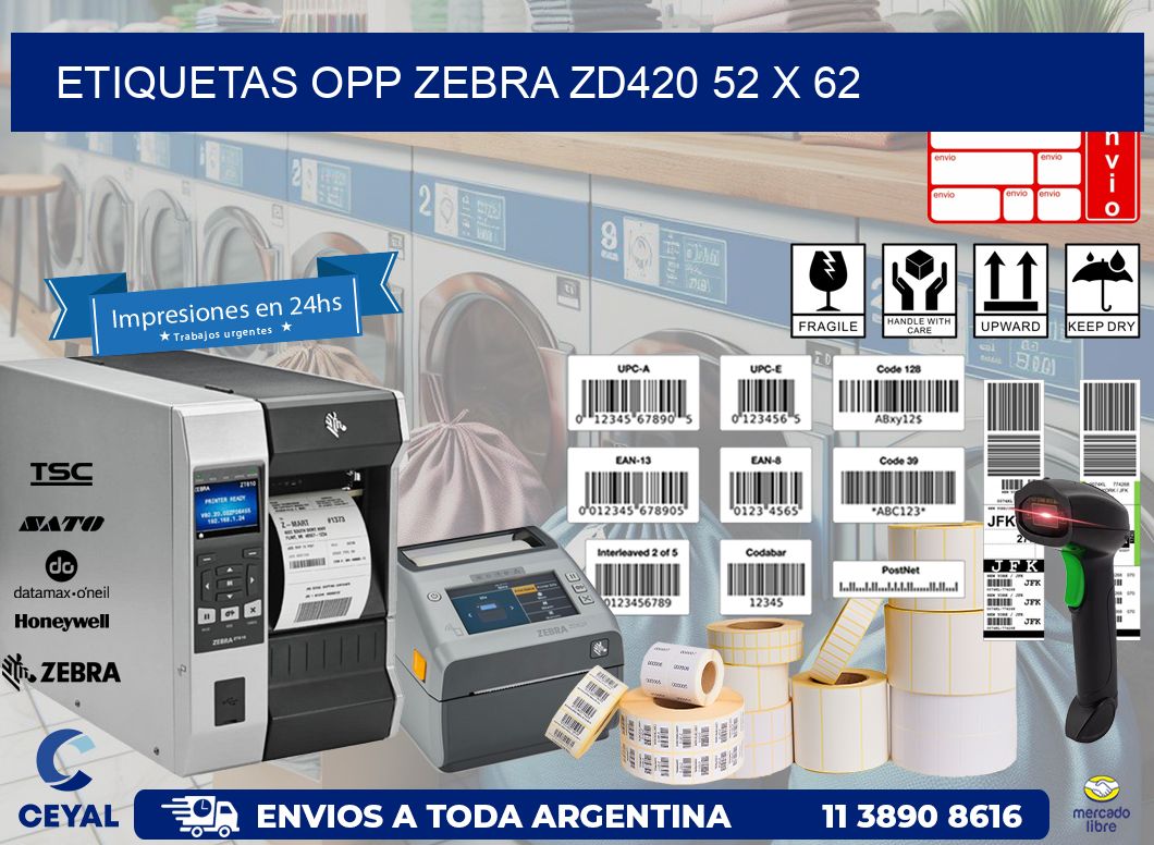 ETIQUETAS OPP ZEBRA ZD420 52 x 62