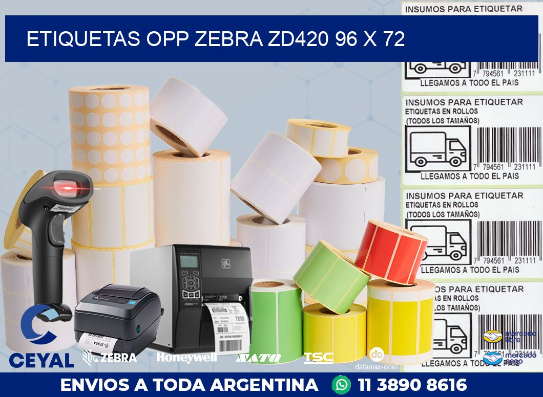 ETIQUETAS OPP ZEBRA ZD420 96 x 72