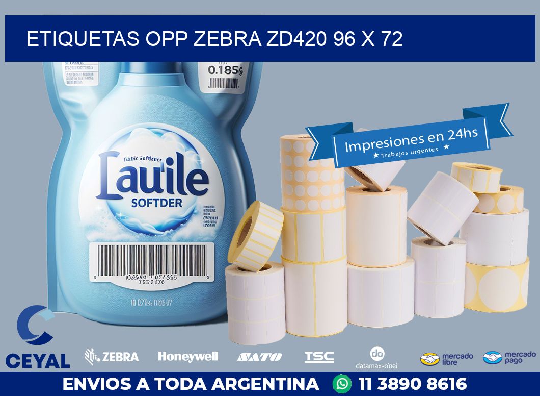 ETIQUETAS OPP ZEBRA ZD420 96 x 72