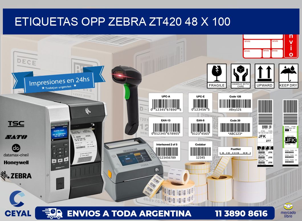 ETIQUETAS OPP ZEBRA ZT420 48 x 100