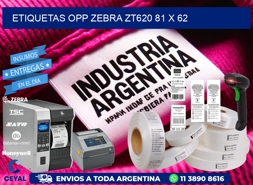 ETIQUETAS OPP ZEBRA ZT620 81 x 62