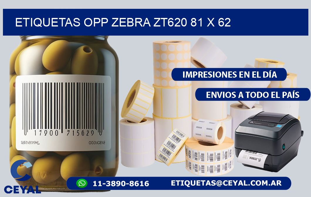ETIQUETAS OPP ZEBRA ZT620 81 x 62