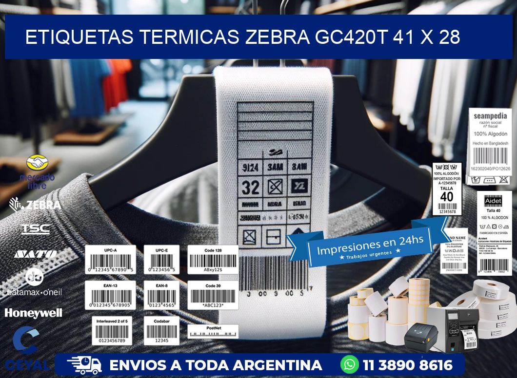 ETIQUETAS TERMICAS ZEBRA GC420T 41 x 28