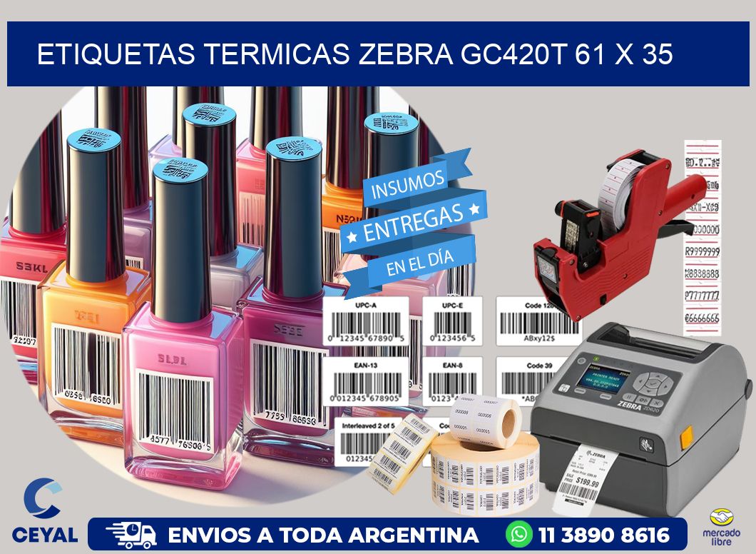 ETIQUETAS TERMICAS ZEBRA GC420T 61 x 35