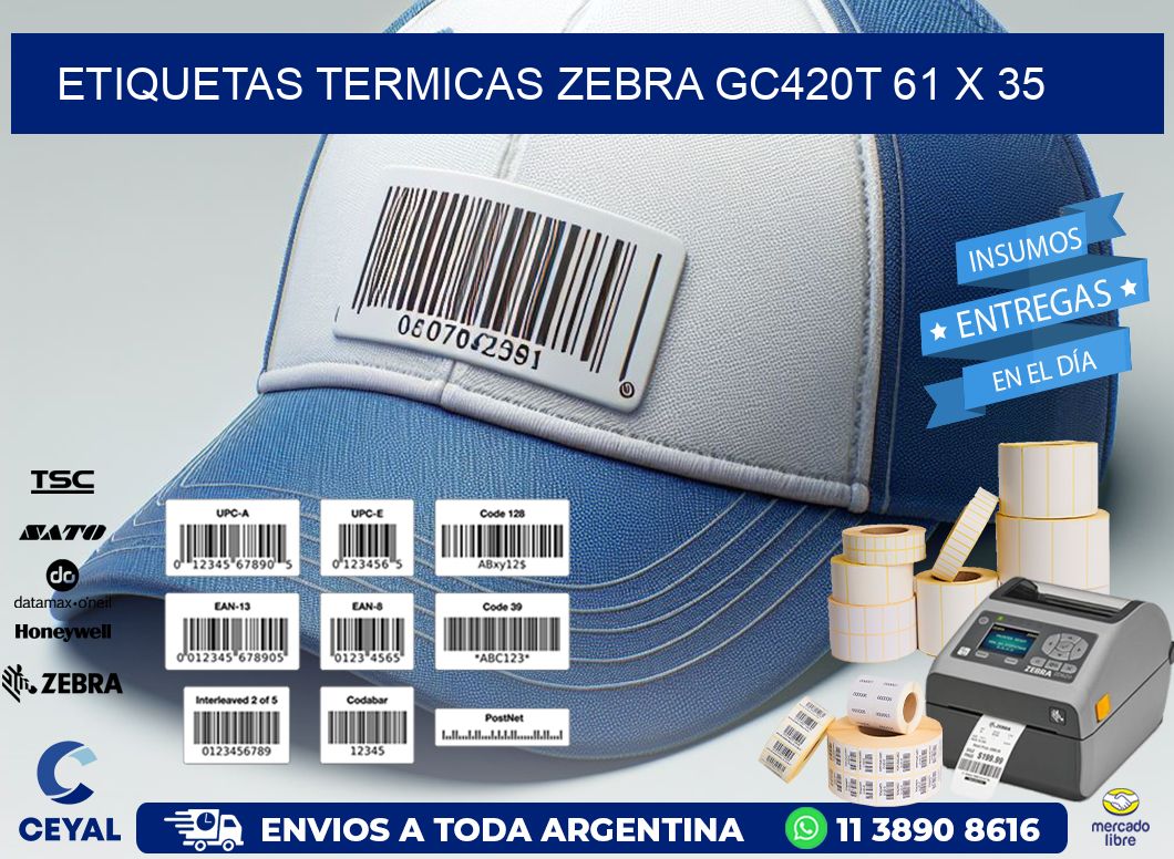 ETIQUETAS TERMICAS ZEBRA GC420T 61 x 35