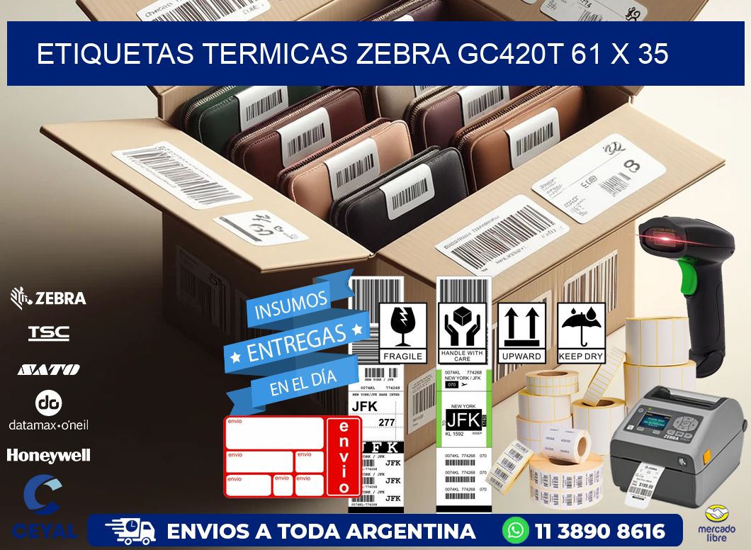 ETIQUETAS TERMICAS ZEBRA GC420T 61 x 35