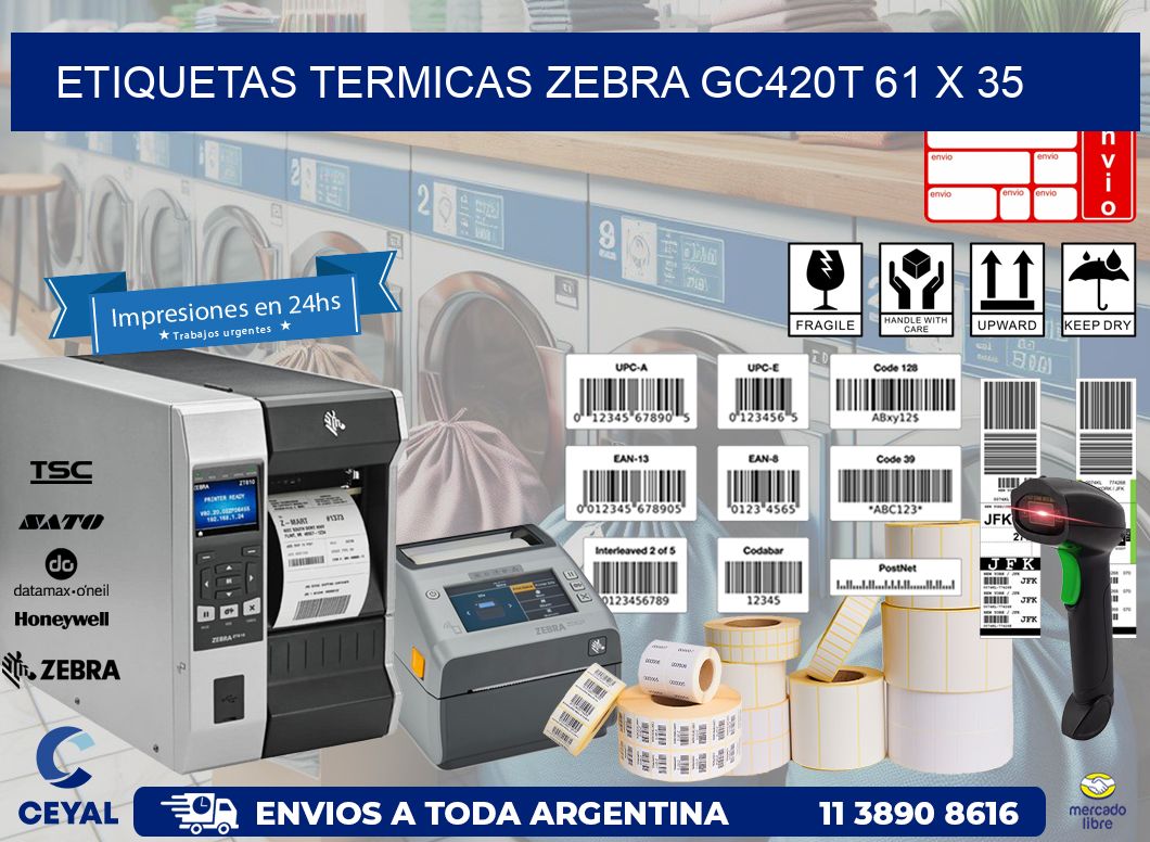 ETIQUETAS TERMICAS ZEBRA GC420T 61 x 35
