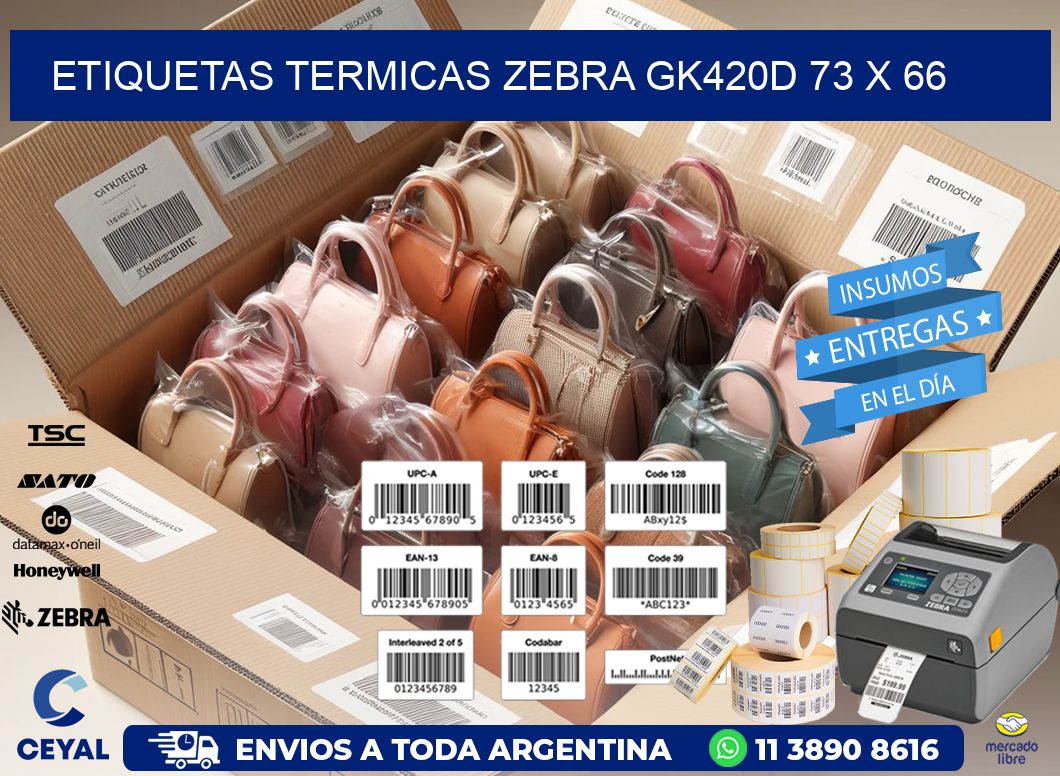 ETIQUETAS TERMICAS ZEBRA GK420D 73 x 66