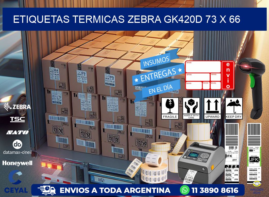 ETIQUETAS TERMICAS ZEBRA GK420D 73 x 66