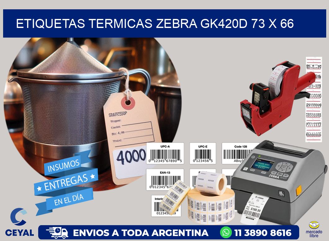 ETIQUETAS TERMICAS ZEBRA GK420D 73 x 66