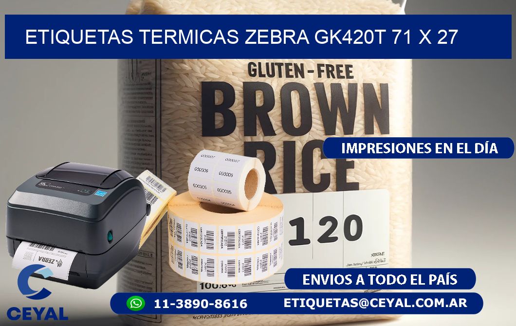 ETIQUETAS TERMICAS ZEBRA GK420T 71 x 27