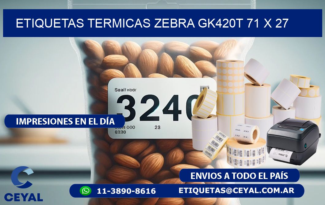 ETIQUETAS TERMICAS ZEBRA GK420T 71 x 27