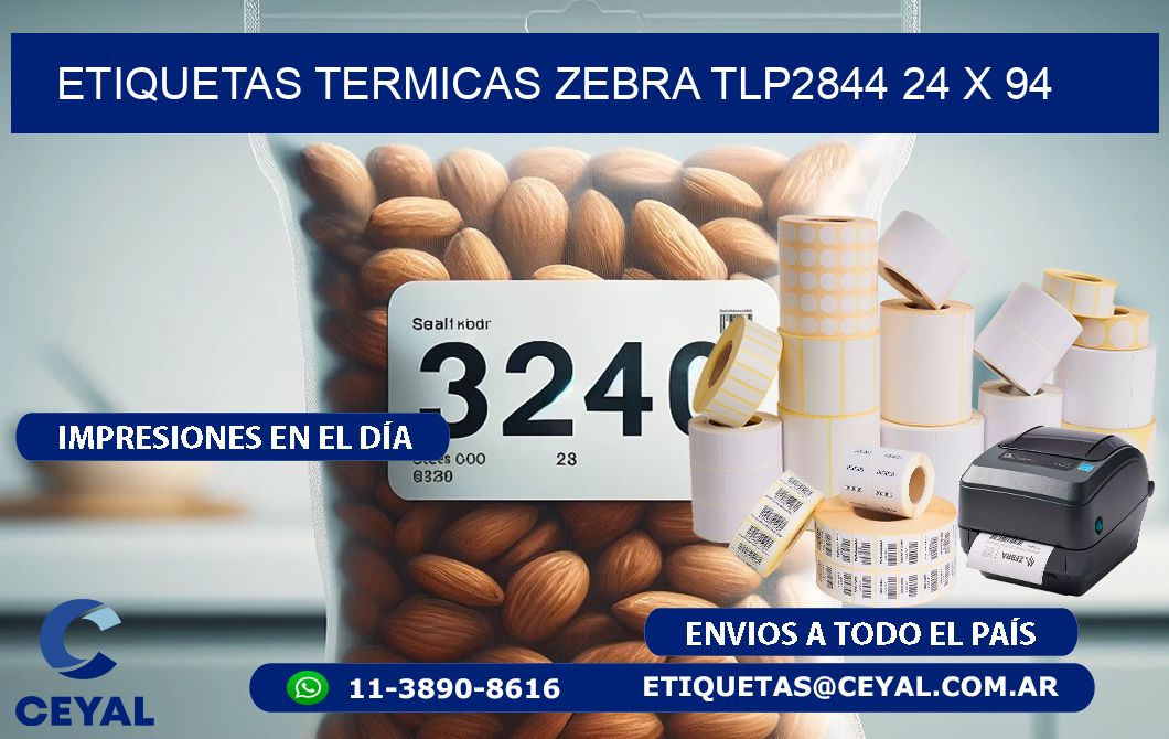 ETIQUETAS TERMICAS ZEBRA TLP2844 24 x 94