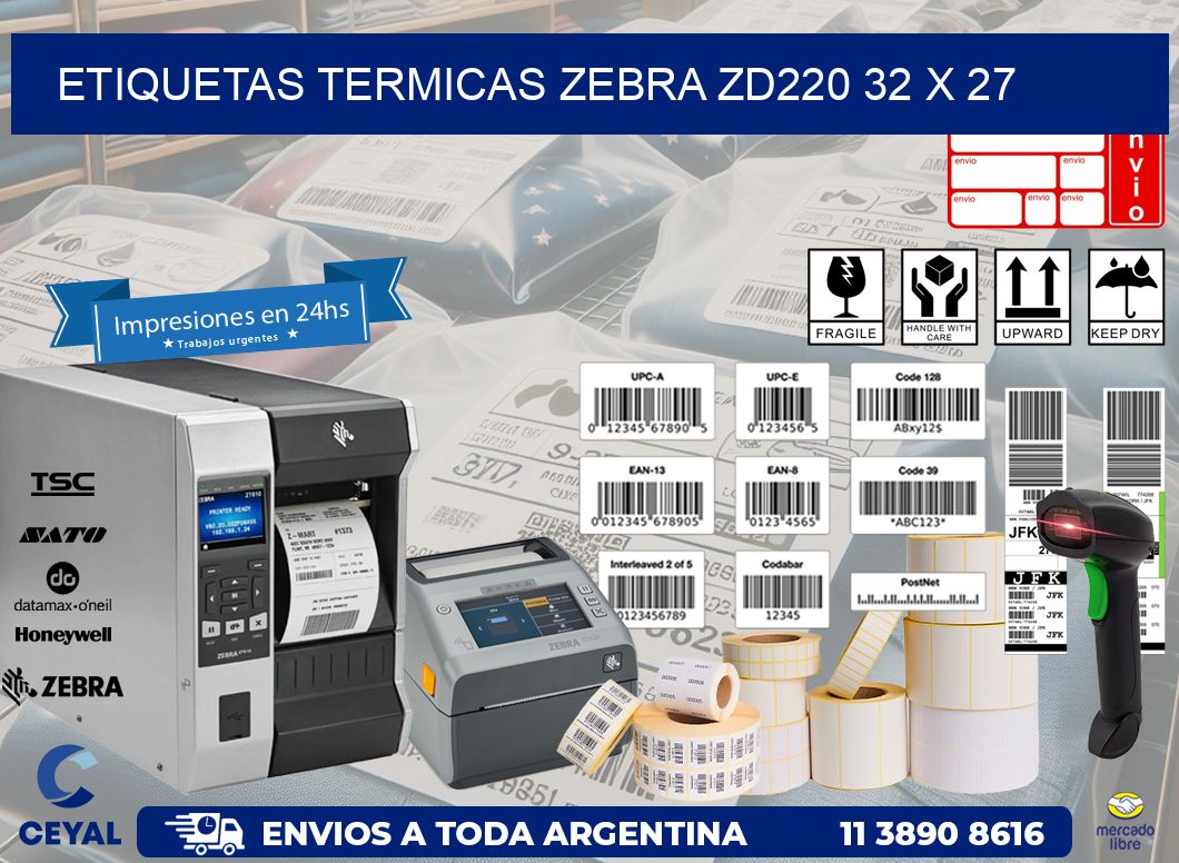 ETIQUETAS TERMICAS ZEBRA ZD220 32 x 27