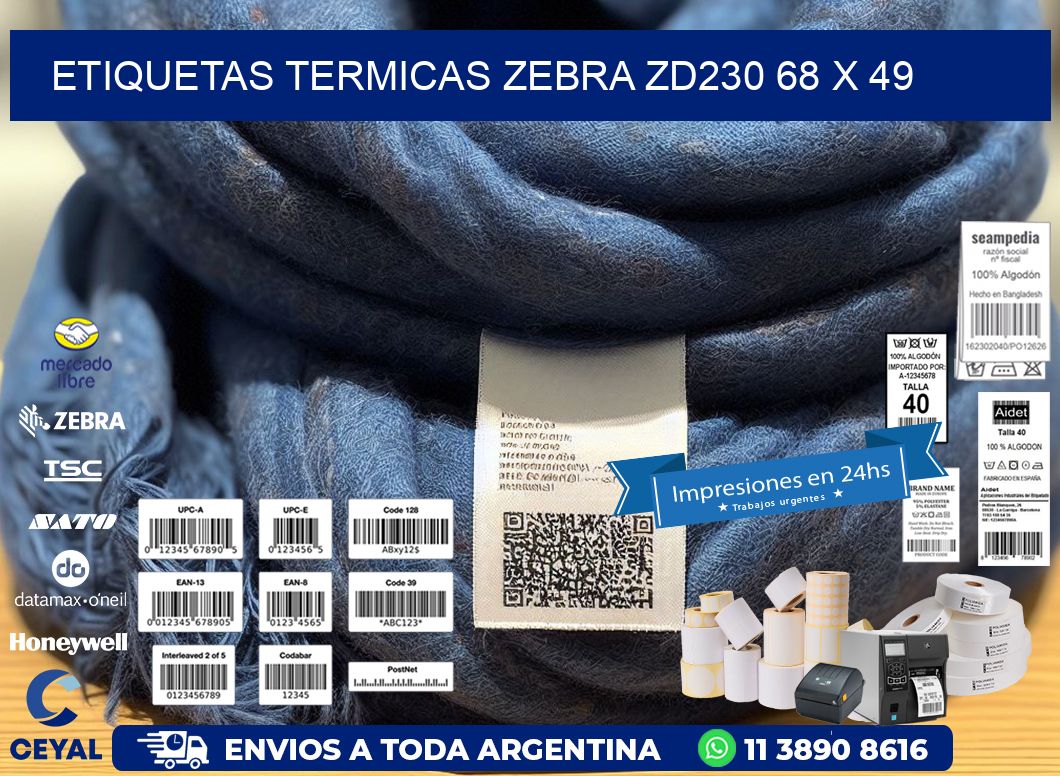 ETIQUETAS TERMICAS ZEBRA ZD230 68 x 49