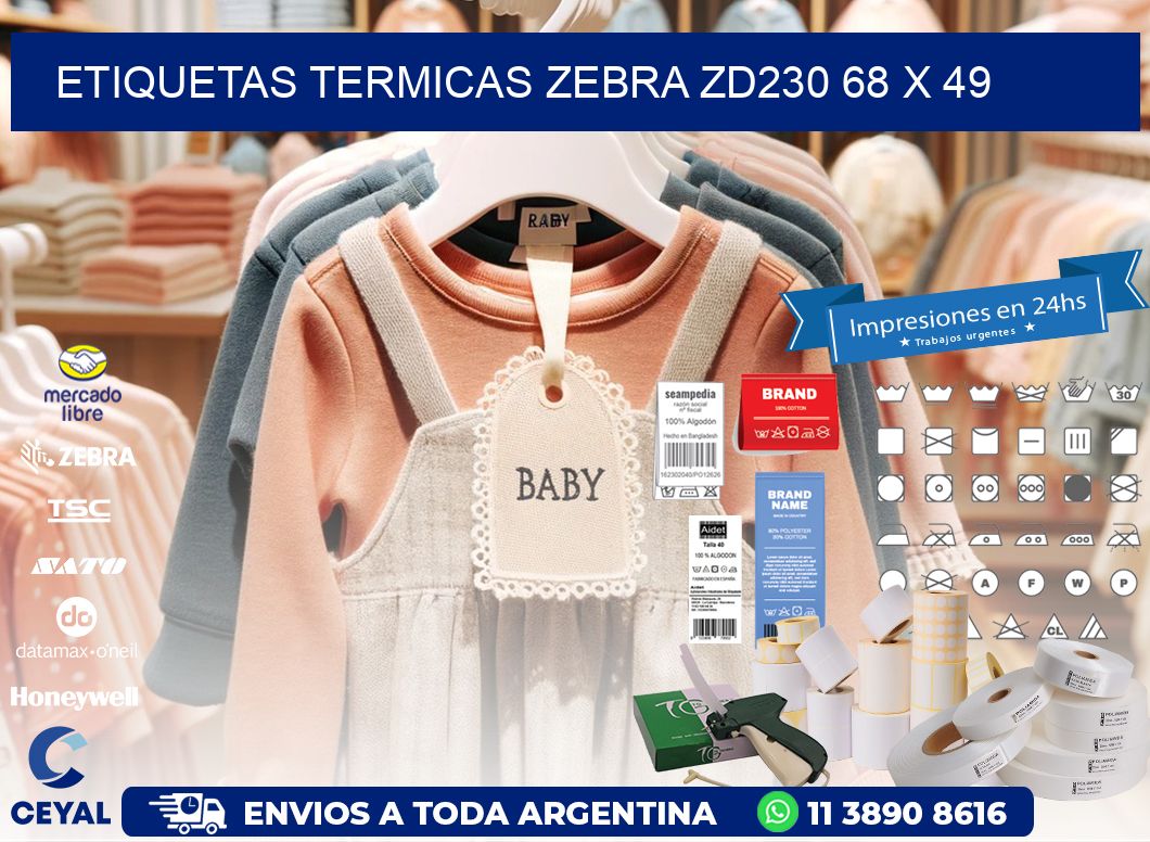ETIQUETAS TERMICAS ZEBRA ZD230 68 x 49