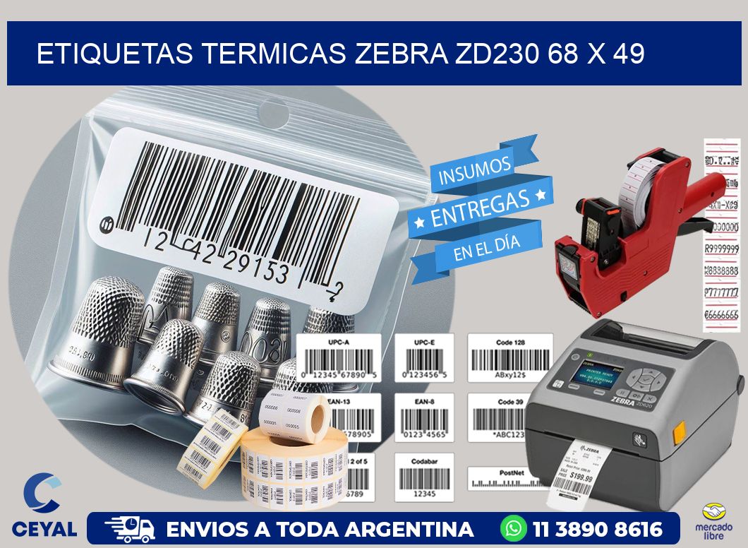 ETIQUETAS TERMICAS ZEBRA ZD230 68 x 49