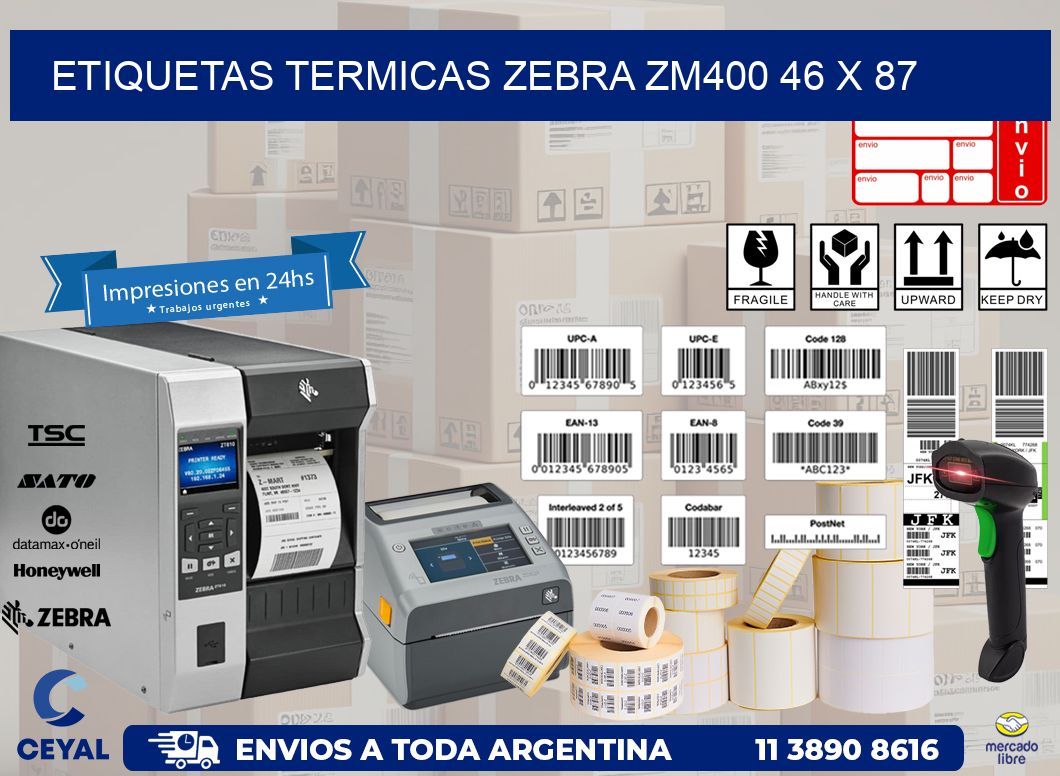 ETIQUETAS TERMICAS ZEBRA ZM400 46 x 87