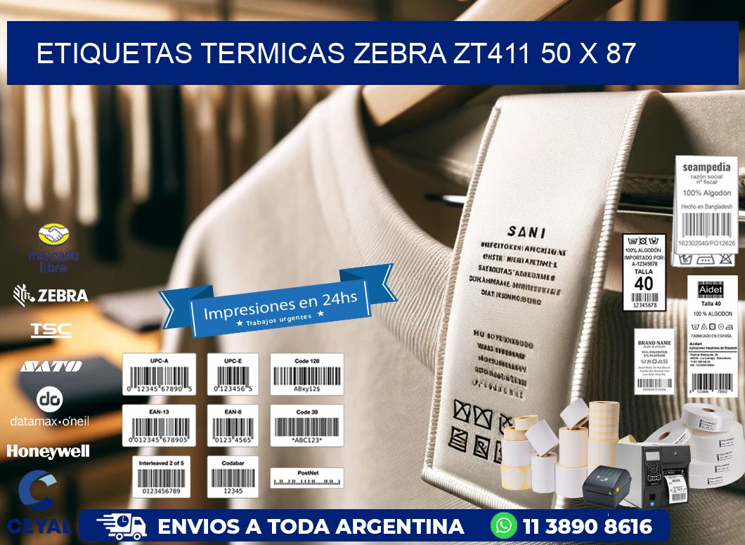 ETIQUETAS TERMICAS ZEBRA ZT411 50 x 87
