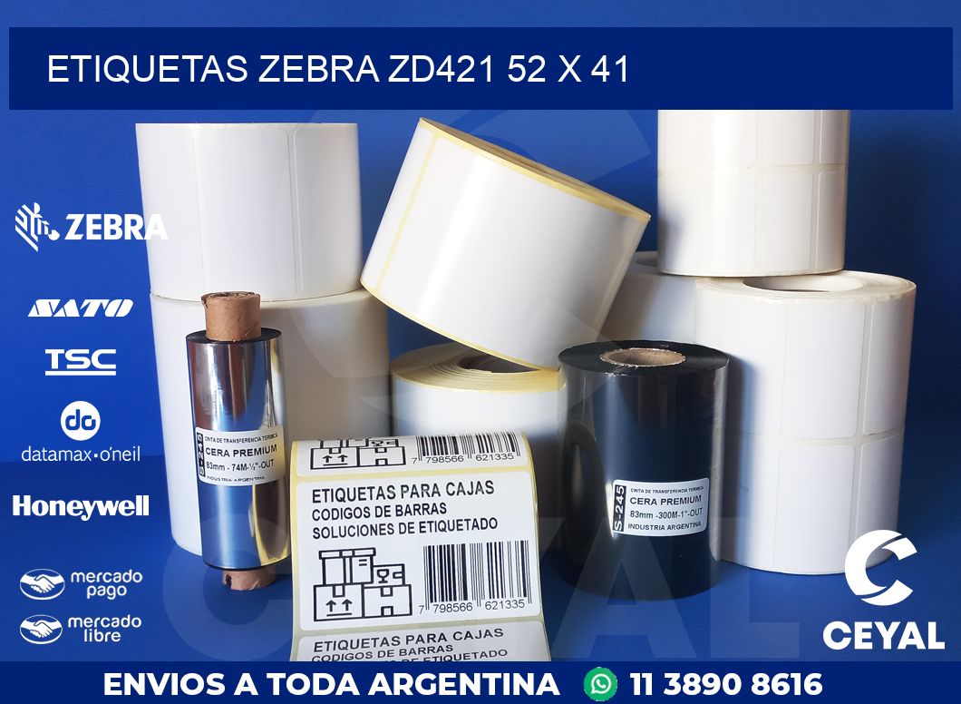 ETIQUETAS Zebra ZD421 52 x 41
