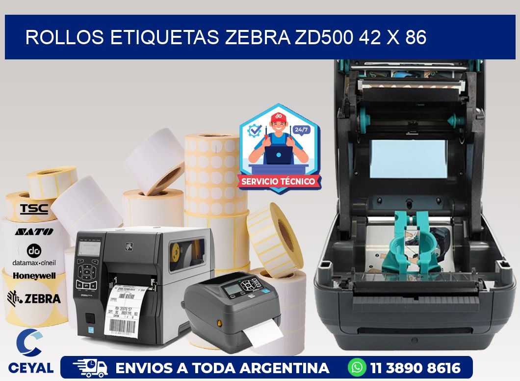 ROLLOS ETIQUETAS Zebra ZD500 42 x 86