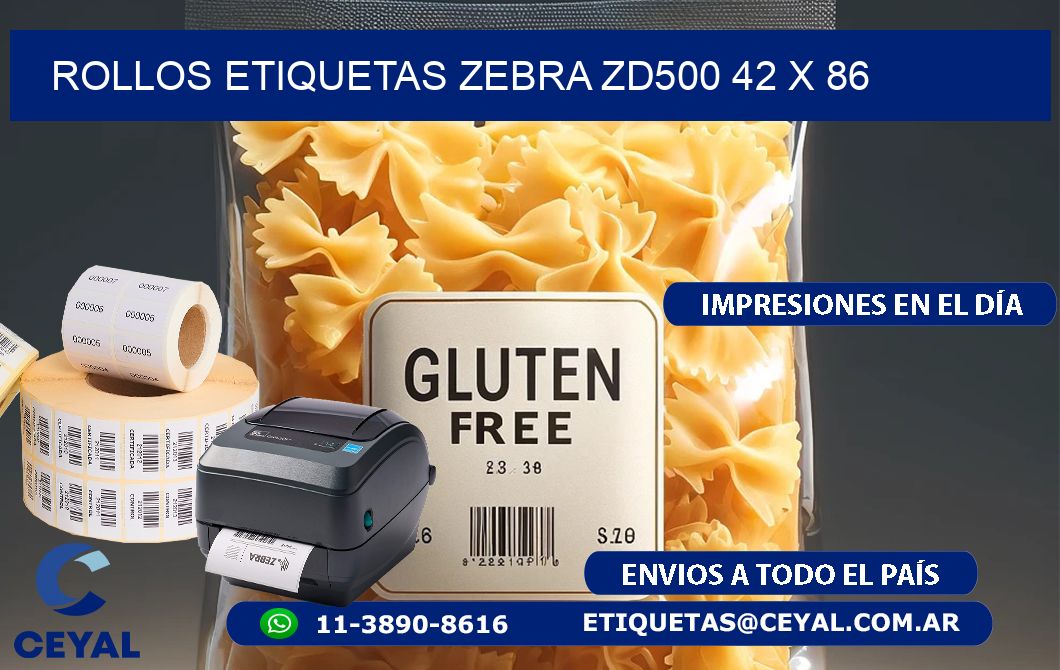 ROLLOS ETIQUETAS Zebra ZD500 42 x 86
