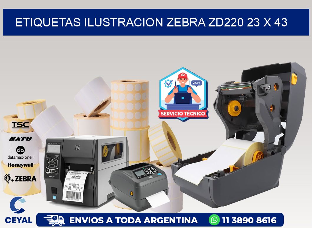 ETIQUETAS ILUSTRACION ZEBRA ZD220 23 x 43