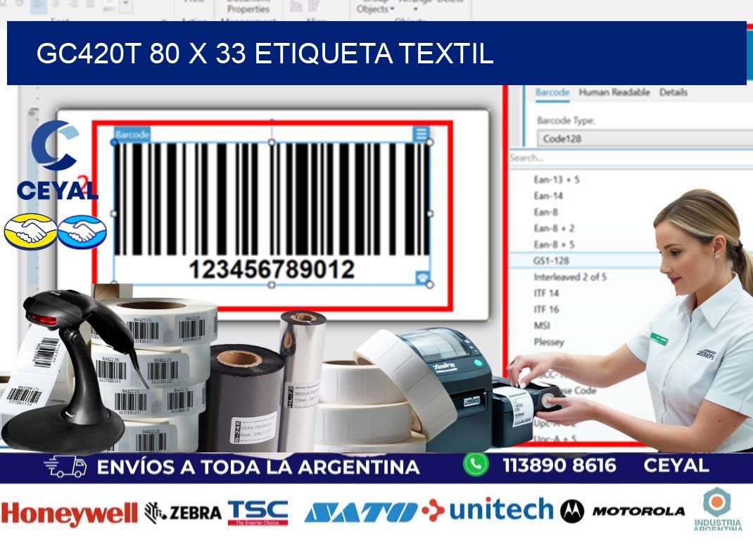 GC420T 80 x 33 ETIQUETA TEXTIL