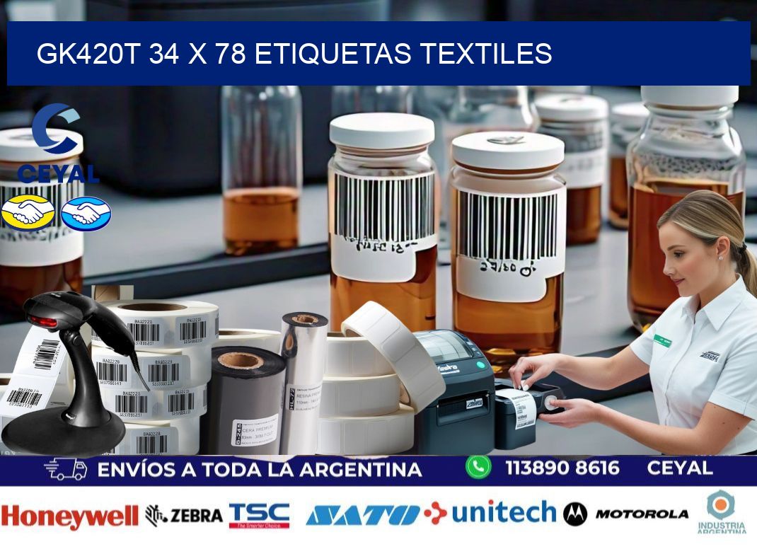 GK420T 34 x 78 ETIQUETAS TEXTILES