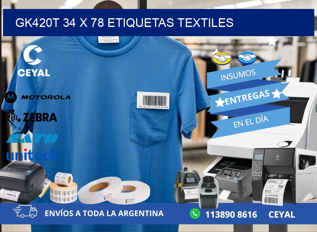 GK420T 34 x 78 ETIQUETAS TEXTILES