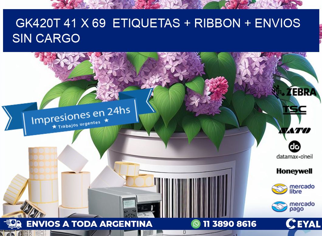 GK420T 41 x 69  etiquetas + ribbon + envios sin cargo