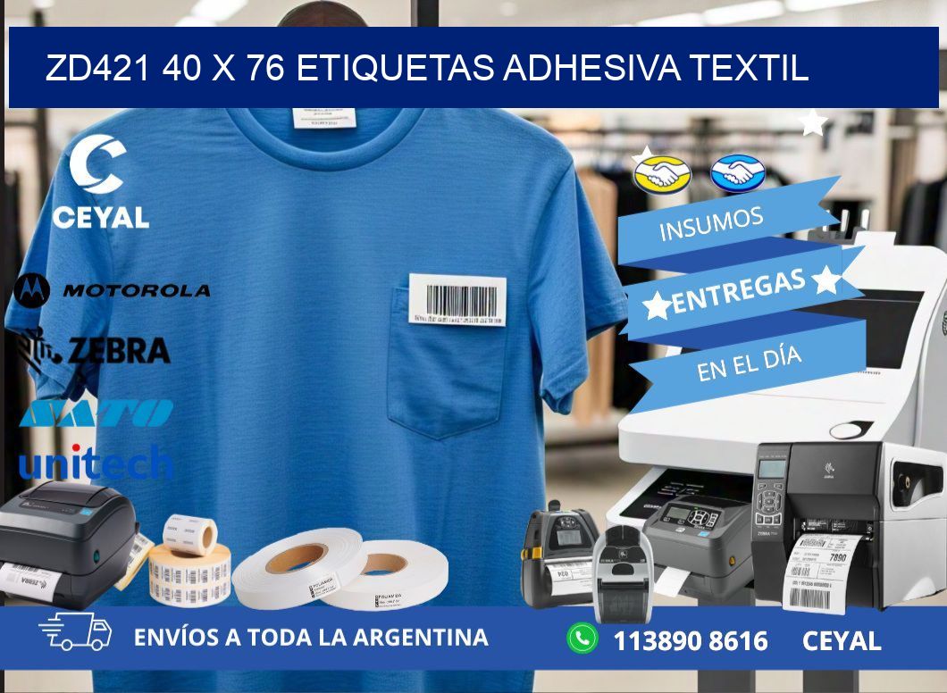 ZD421 40 x 76 ETIQUETAS ADHESIVA TEXTIL