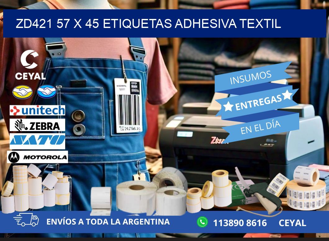 ZD421 57 x 45 ETIQUETAS ADHESIVA TEXTIL