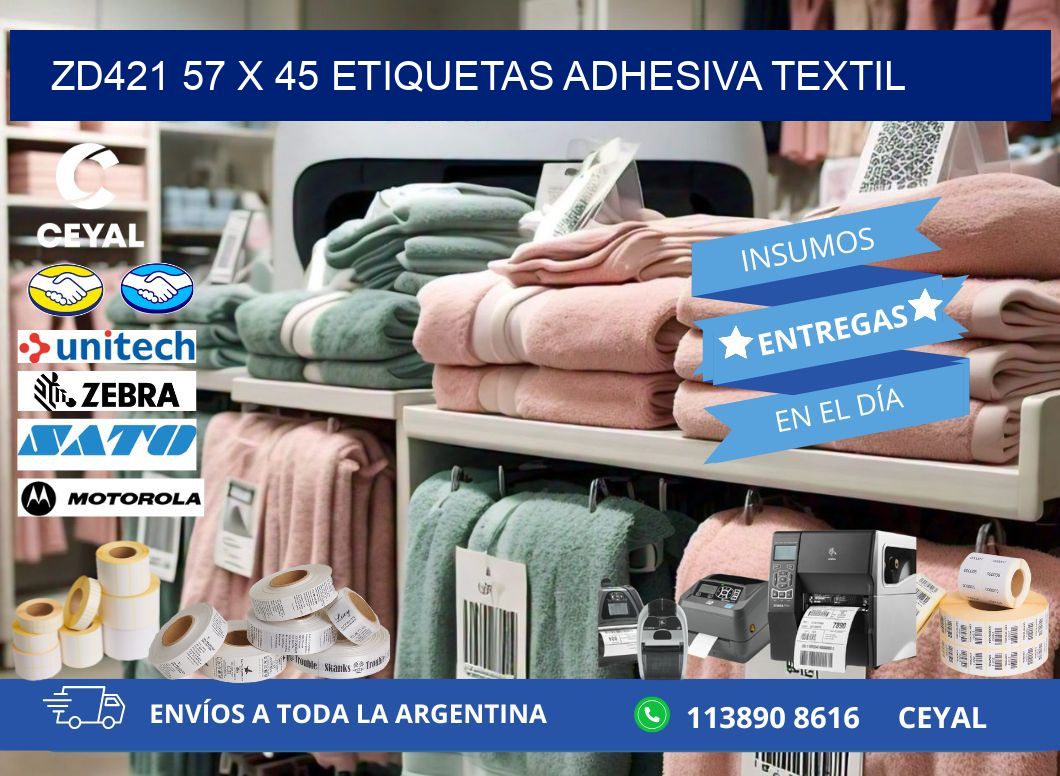 ZD421 57 x 45 ETIQUETAS ADHESIVA TEXTIL