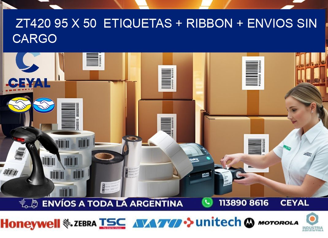 ZT420 95 x 50  etiquetas + ribbon + envios sin cargo
