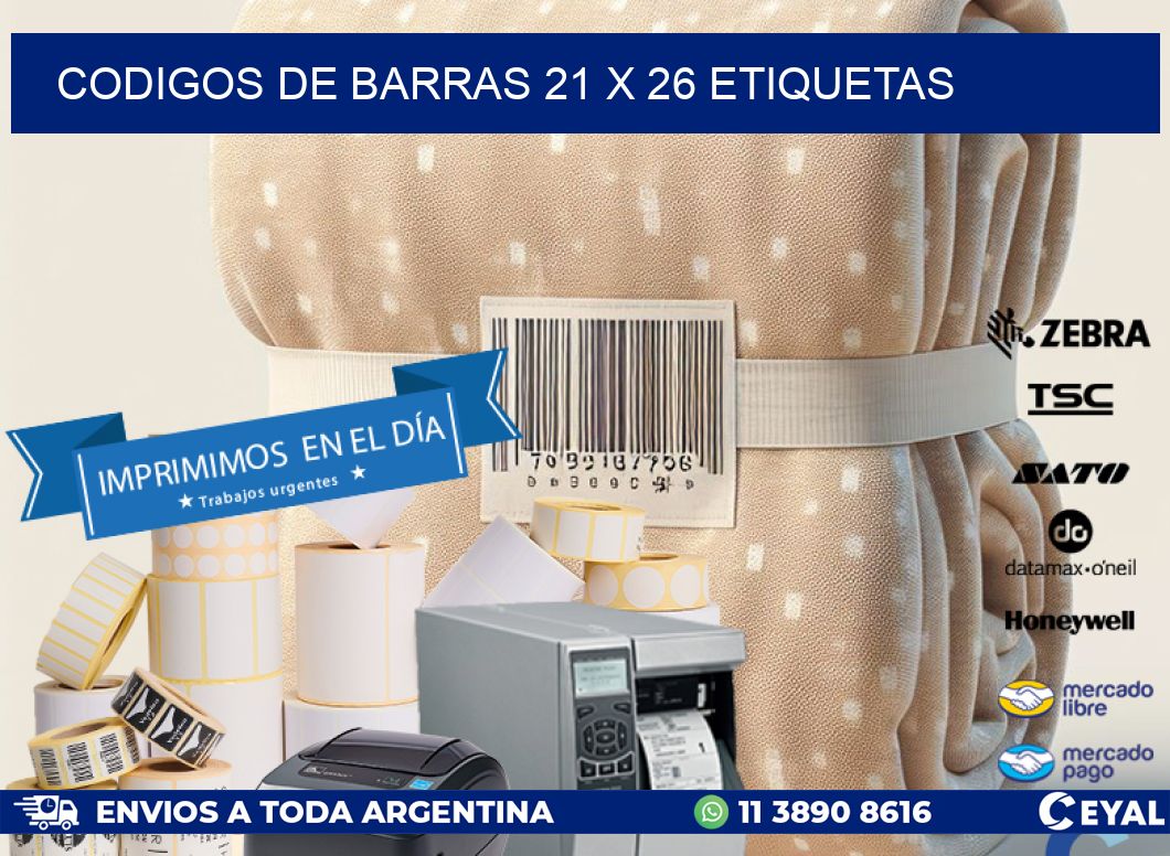 codigos de barras 21 x 26 etiquetas