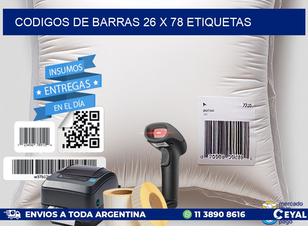 codigos de barras 26 x 78 etiquetas