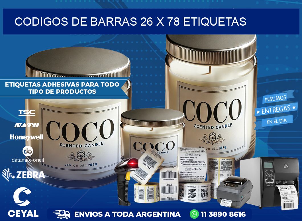 codigos de barras 26 x 78 etiquetas