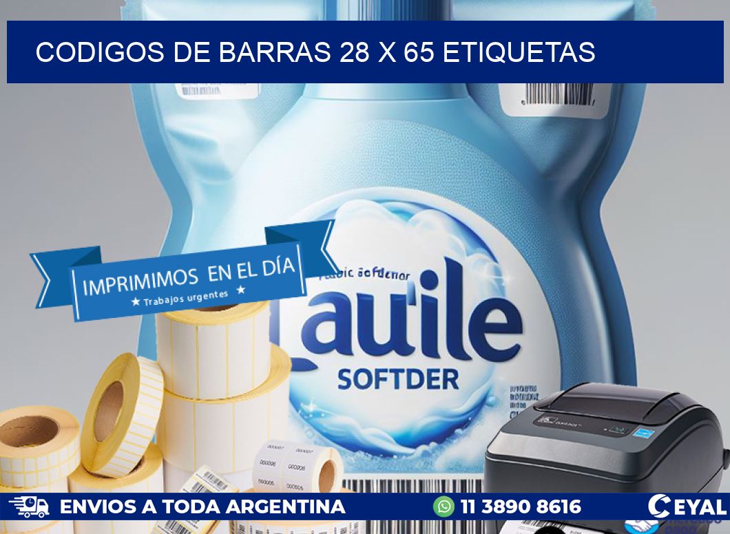codigos de barras 28 x 65 etiquetas