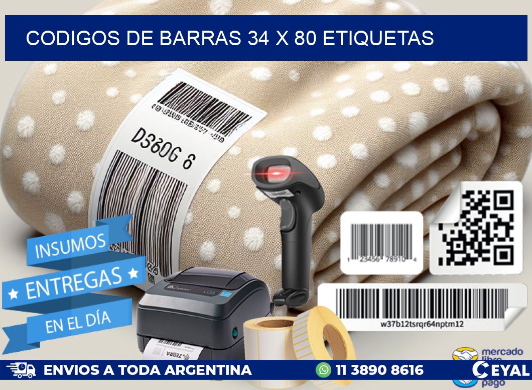 codigos de barras 34 x 80 etiquetas