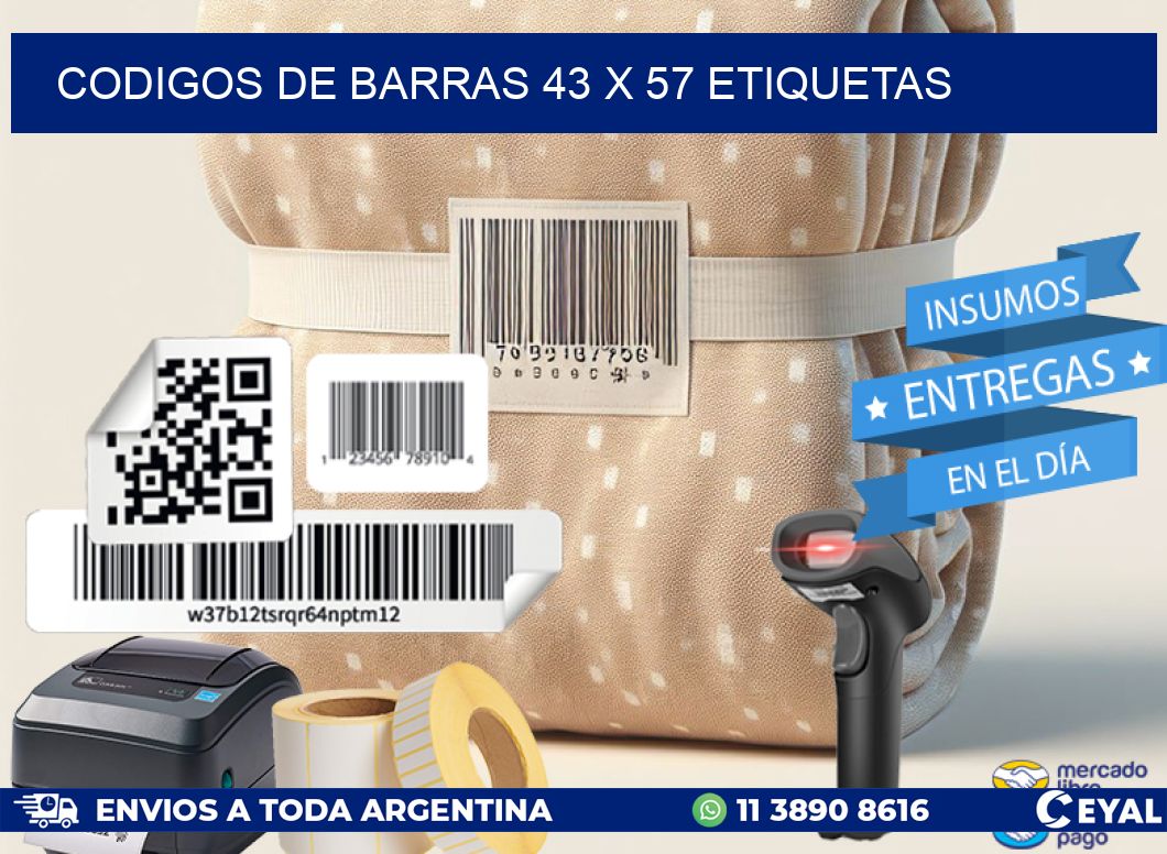 codigos de barras 43 x 57 etiquetas