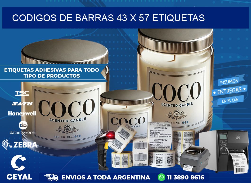 codigos de barras 43 x 57 etiquetas