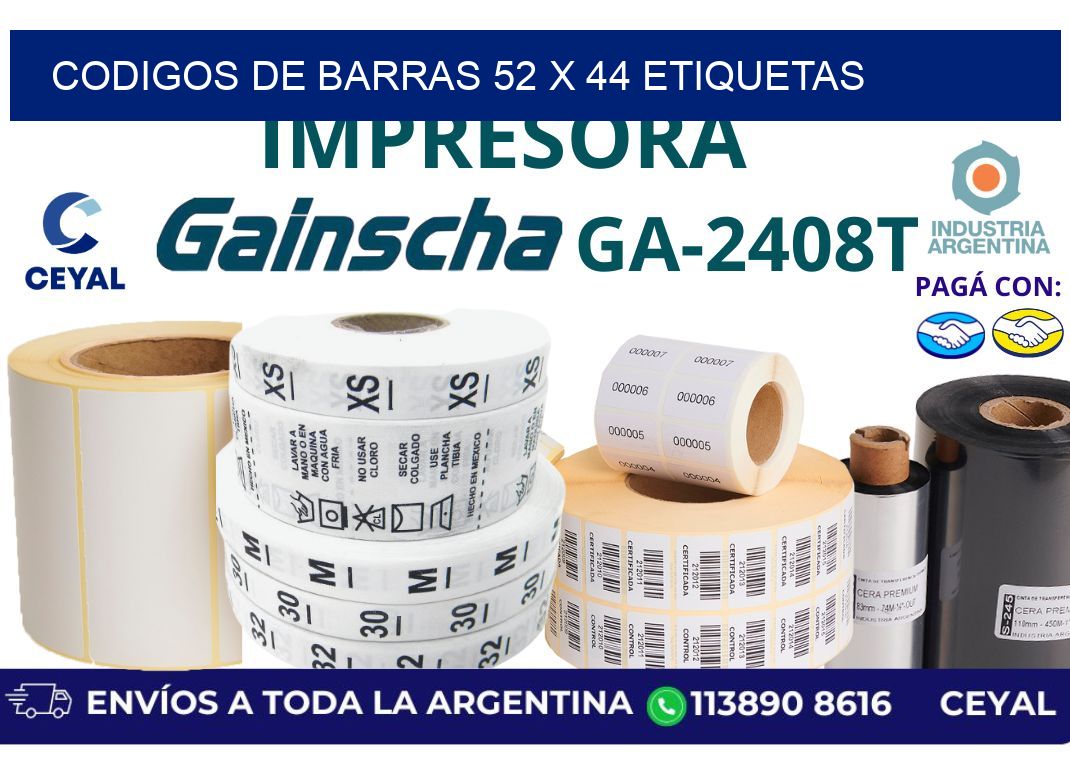 codigos de barras 52 x 44 etiquetas