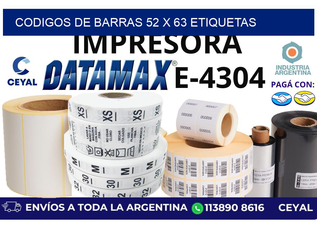 codigos de barras 52 x 63 etiquetas
