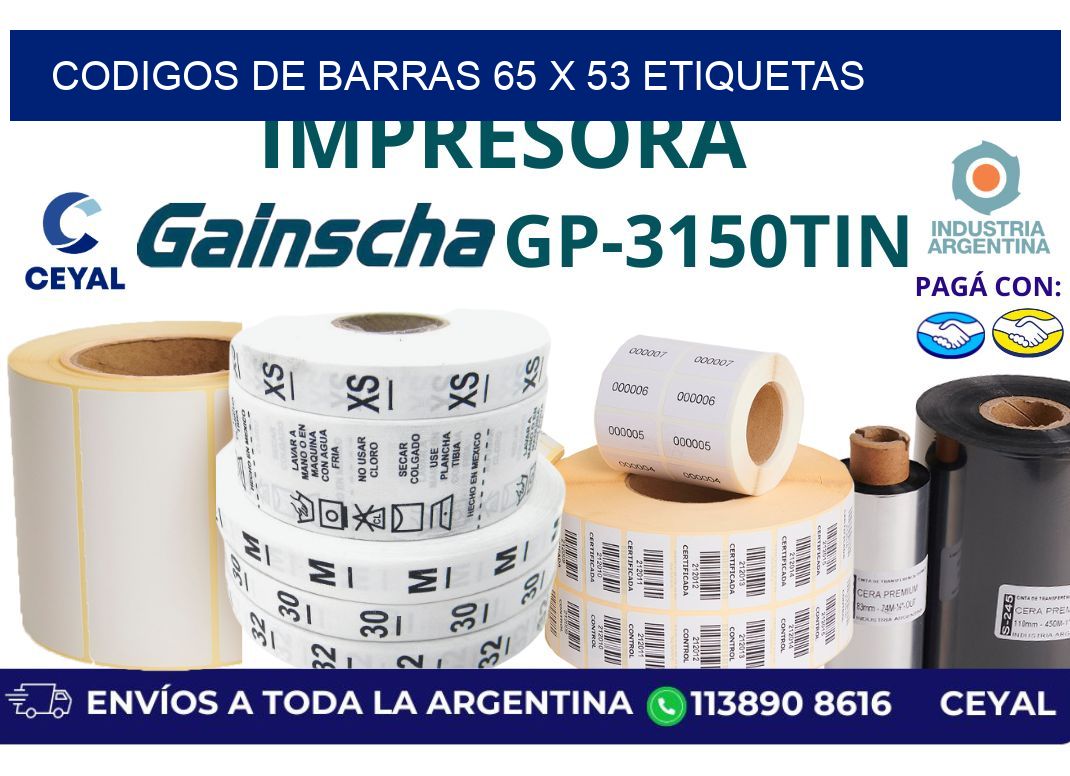 codigos de barras 65 x 53 etiquetas
