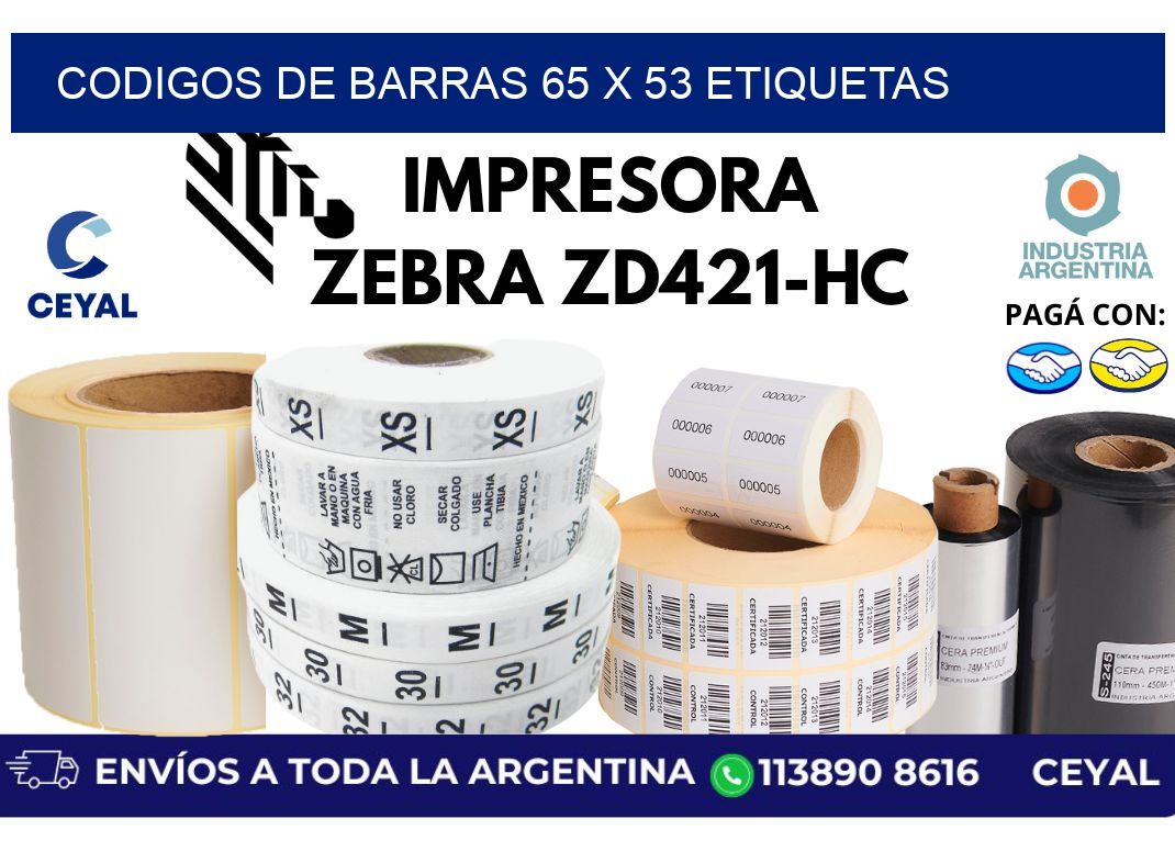 codigos de barras 65 x 53 etiquetas