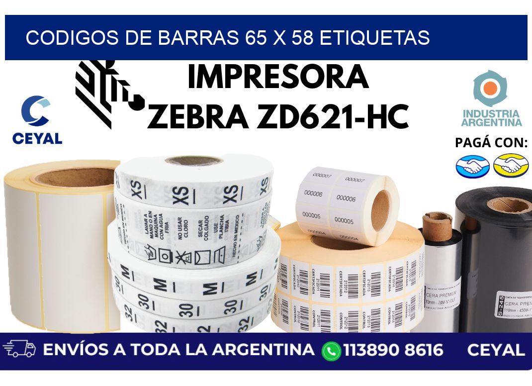 codigos de barras 65 x 58 etiquetas
