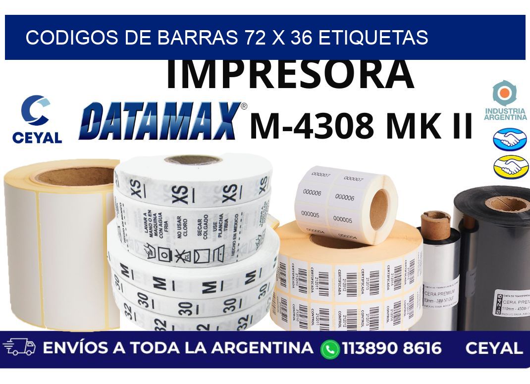 codigos de barras 72 x 36 etiquetas