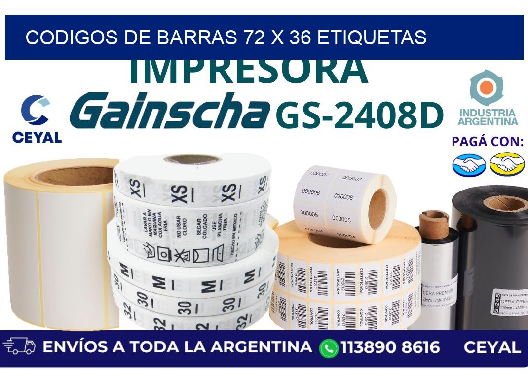 codigos de barras 72 x 36 etiquetas