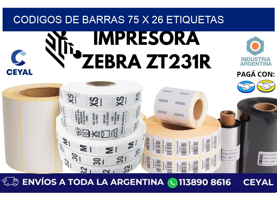 codigos de barras 75 x 26 etiquetas